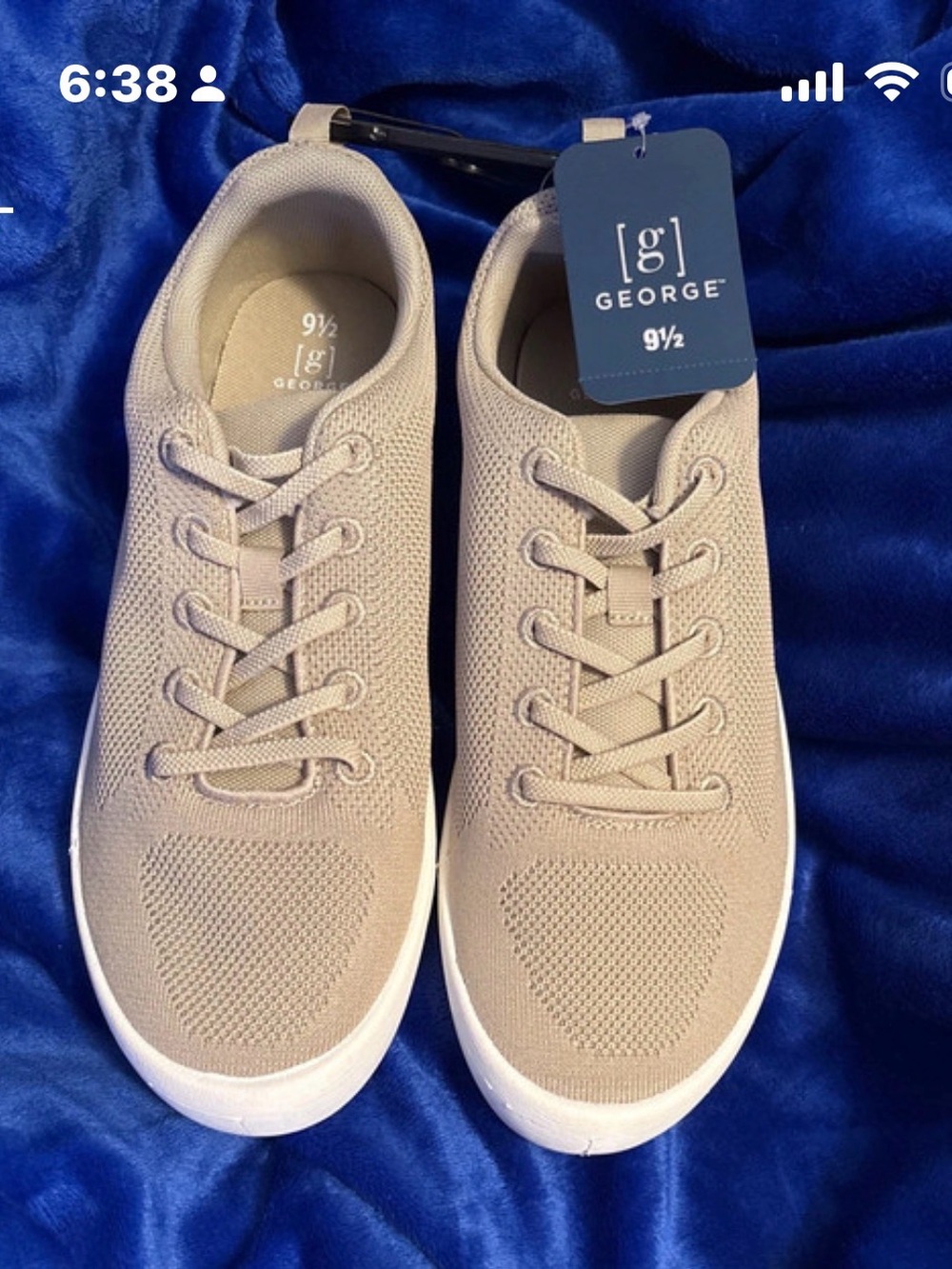 George Men’s Knit Lace-Up Sneakers — Beige